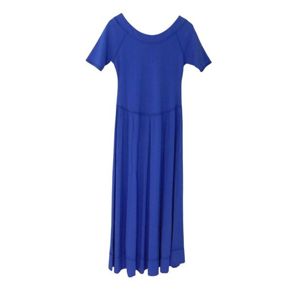 Soft Surroundings Maxi Dress Sz Small Dropped Waist  Royal Blue Round Neck - Picture 1 of 6